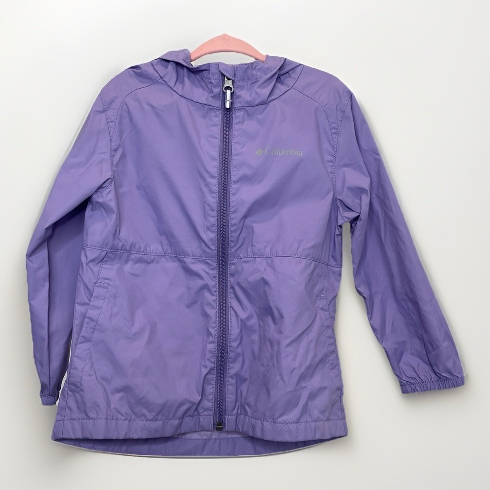 Columbia Girl's Toddler Purple Windbreaker Jacket Size 4T Full Zip Hoodie